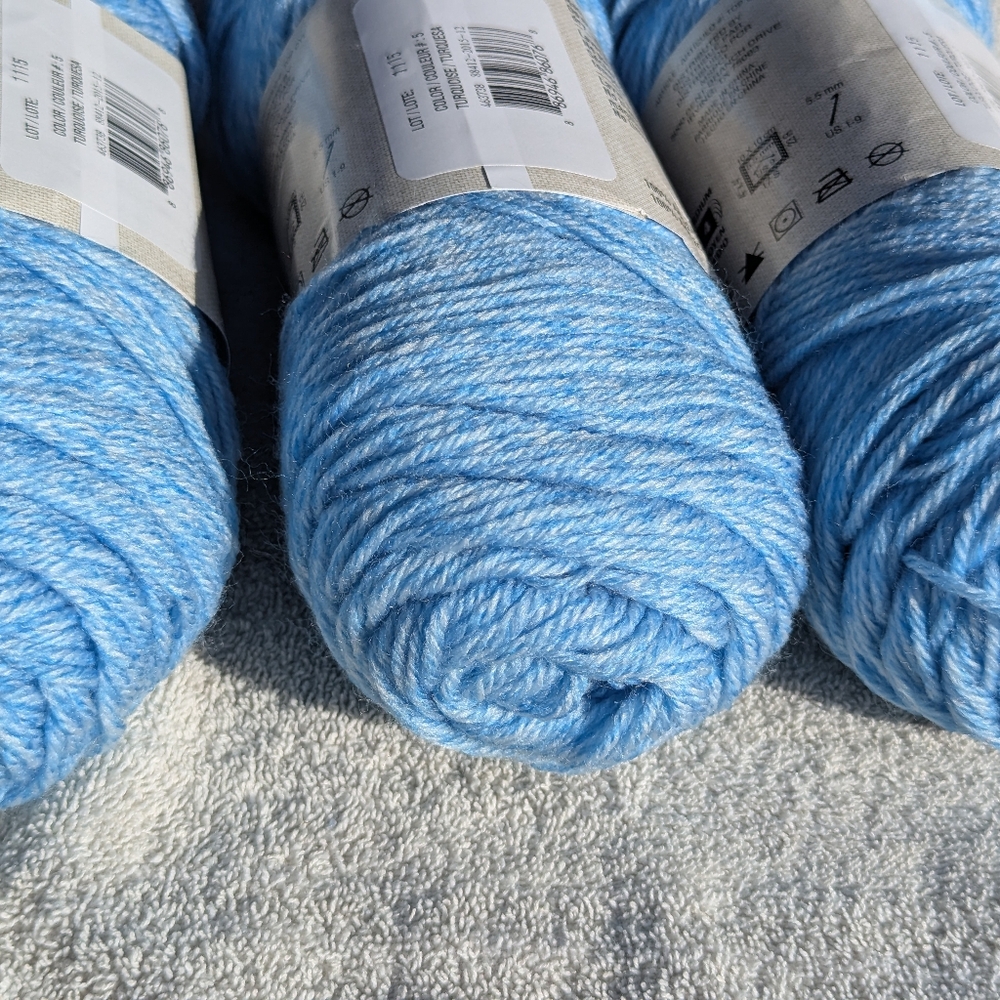 Loops And Threads Shabby Baby Blue Yarn, 3 Skiens New, Same Dye Lot - Picture 8 of 8